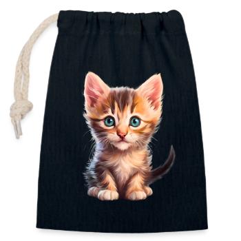 Cute kitten - Closable cotton gift bag (14x20cm) - navy - Front