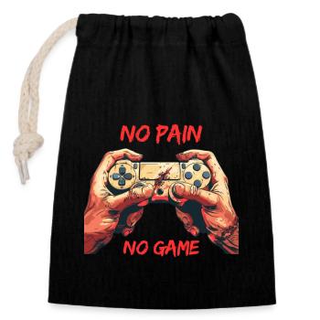 NO Pain NO Game - Closable cotton gift bag (14x20cm) - black - Front