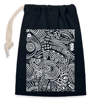 Graphique - Sac cadeau en coton avec cordon (14 x 20 cm) - bleu marine - Devant