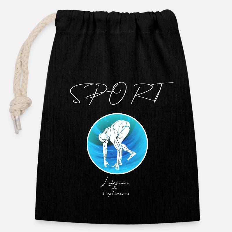 Natattion départ - Sac cadeau en coton avec cordon (14 x 20 cm) - noir