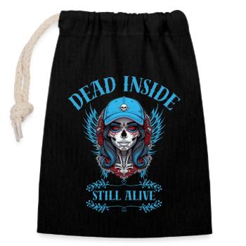 "Dead Inside, Still Alive." - Verschließbarer Geschenkbeutel aus Baumwolle (14x20cm) - Schwarz - Vorne