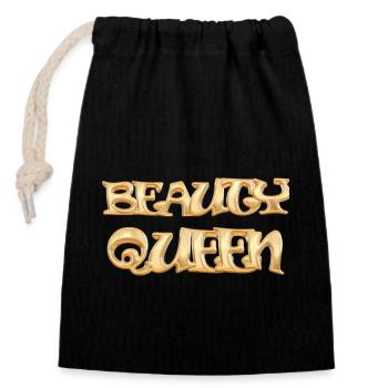 Reine de Beauté - Sac cadeau en coton avec cordon (14 x 20 cm) - noir - Devant