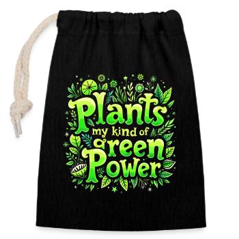 LES PLANTES : MON GENRE DE POUVOIR VERT - Sac cadeau en coton avec cordon (14 x 20 cm) - noir - Devant