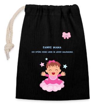 Newborns and Baby Sayings - Beloved Child - Closable cotton gift bag (14x20cm) - black - Front