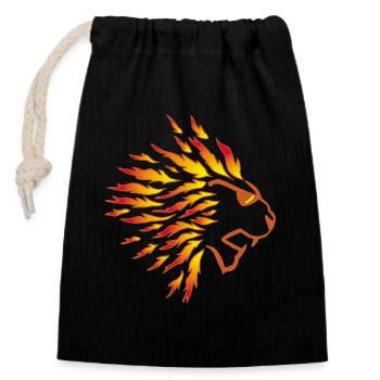 Lion and flames - Closable cotton gift bag (14x20cm) - black - Front