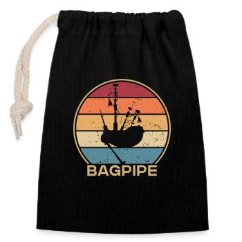 Rétro Sarbacane Great Highland Bagpipe Leçons - Sac cadeau en coton avec cordon (14 x 20 cm) - noir - Devant