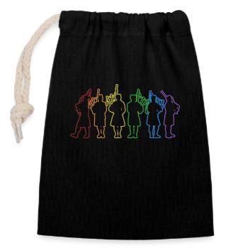 Cornemuse LGBT Arc-en-ciel Grande cornemuse des Highlands - Sac cadeau en coton avec cordon (14 x 20 cm) - noir - Devant