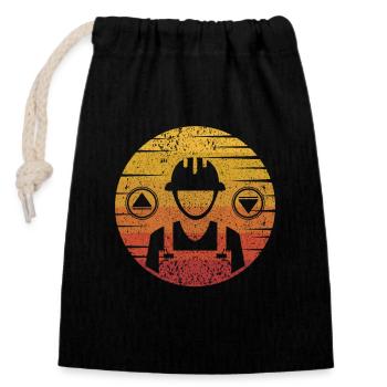 Retro Inspector Technician Repair Elevator - Closable cotton gift bag (14x20cm) - black - Front