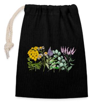 Wildflowers - Closable cotton gift bag (14x20cm) - black - Front