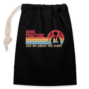 Fracture osseuse L’histoire Bras cassé Jambe Chirurgien - Sac cadeau en coton avec cordon (14 x 20 cm) - noir - Devant