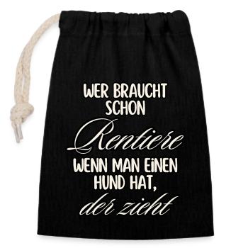 Renne chien chemise drôle disant NOËL - Sac cadeau en coton avec cordon (14 x 20 cm) - noir - Devant