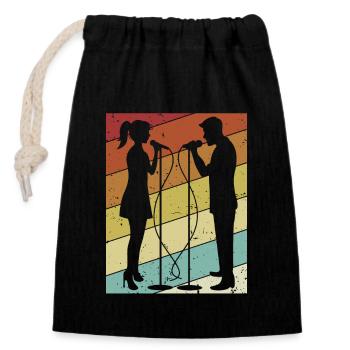 Rétro Opéra Ténor Chanteur Chanteur Amant - Sac cadeau en coton avec cordon (14 x 20 cm) - noir - Devant
