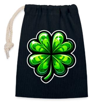 Four-leaf clover - Closable cotton gift bag (14x20cm) - navy - Front