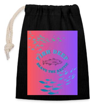 Fish Deep Brave The Arctic - Closable cotton gift bag (14x20cm) - black - Front