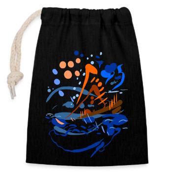 Abstract - Closable cotton gift bag (14x20cm) - black - Front