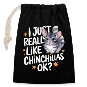 Chinchilla Chinchillas Maus - Verschließbarer Geschenkbeutel aus Baumwolle (14x20cm) - Schwarz - Vorne