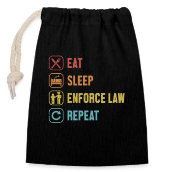 Eat Sleep Enforce Law Repeat Jail Guard - Closable cotton gift bag (14x20cm) - black - Front
