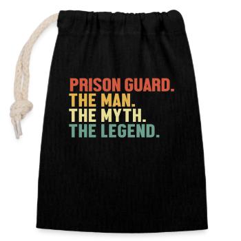 Prison Guard Man Myth Legend Jail Guard - Closable cotton gift bag (14x20cm) - black - Front