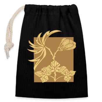Ornament Flowers - Closable cotton gift bag (14x20cm) - black - Front