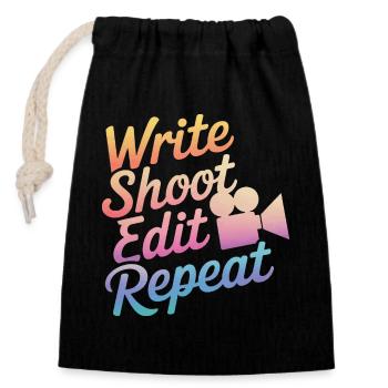 Filmmaker Film Director Cinematographer Film - Closable cotton gift bag (14x20cm) - black - Front