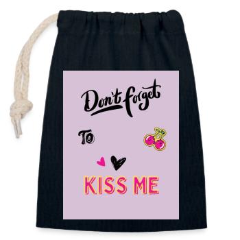 Embrasse-moi mignon SAC - Sac cadeau en coton avec cordon (14 x 20 cm) - bleu marine - Devant
