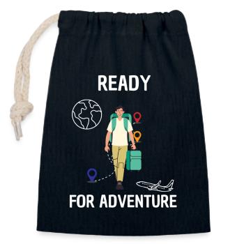 Ready for Adventure - Closable cotton gift bag (14x20cm) - navy - Front