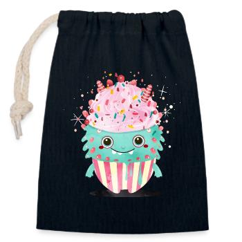 Niedliches Cupcake-Monster – Süß und verspielt - Verschließbarer Geschenkbeutel aus Baumwolle (14x20cm) - Navy - Vorne