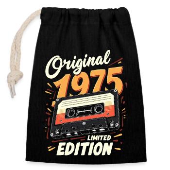 50th Birthday Man Woman 50 Years 1975 Gift - Closable cotton gift bag (14x20cm) - black - Front