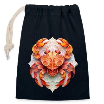 Zodiac sign Cancer - Closable cotton gift bag (14x20cm) - navy - Front