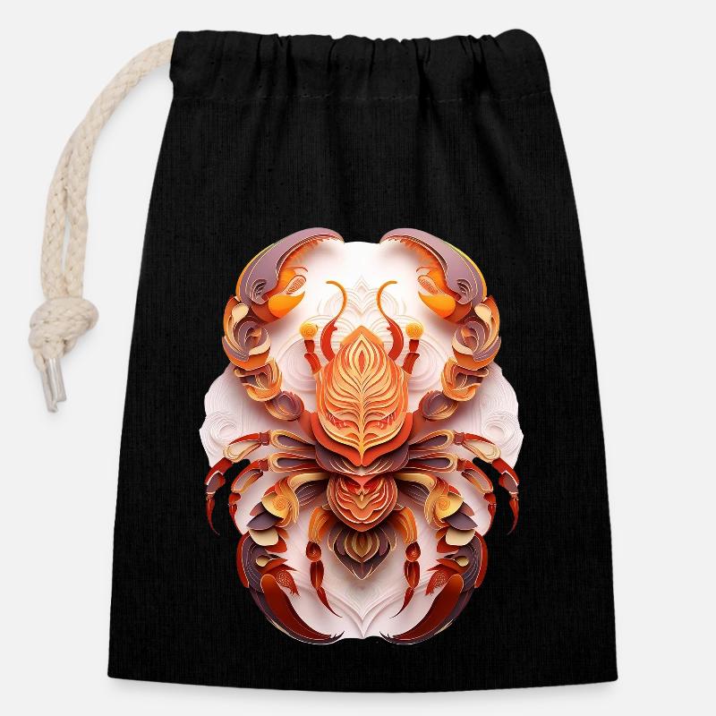 Zodiac sign Scorpion - Closable cotton gift bag (14x20cm) - black