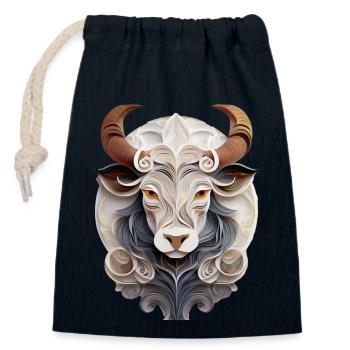 Signe du zodiaque Taureau - Sac cadeau en coton avec cordon (14 x 20 cm) - bleu marine - Devant