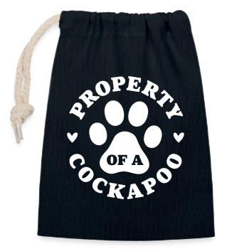Eigentum eines Cockapoo - Verschließbarer Geschenkbeutel aus Baumwolle (14x20cm) - Navy - Vorne