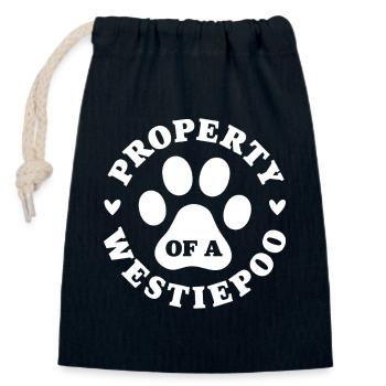 Eigentum eines Westiepoo - Verschließbarer Geschenkbeutel aus Baumwolle (14x20cm) - Navy - Vorne