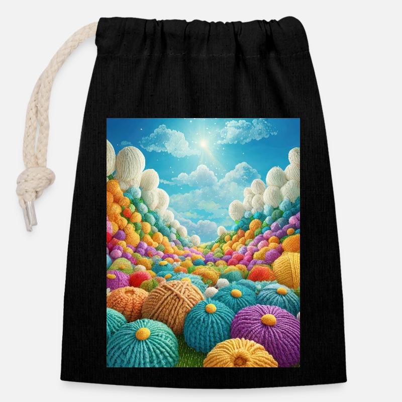 Knitting on Heavens Door - Closable cotton gift bag (14x20cm) - black