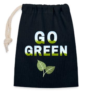 Go GREEN - Verschließbarer Geschenkbeutel aus Baumwolle (14x20cm) - Navy - Vorne