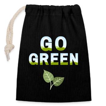 Go GREEN - Closable cotton gift bag (14x20cm) - black - Front