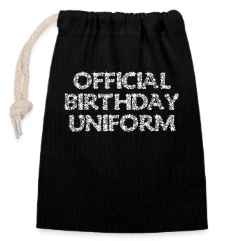 OFFICIAL BIRTHDAY UNIFORM - Closable cotton gift bag (14x20cm) - black - Front