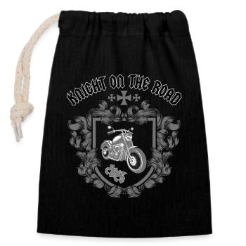 Knight on the Road - Closable cotton gift bag (14x20cm) - black - Front