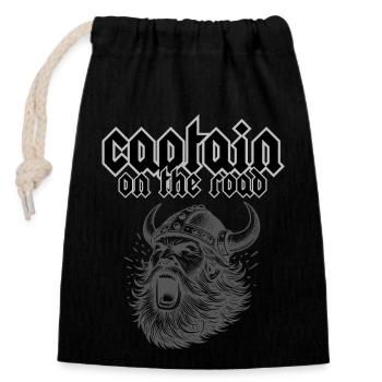 Captain on the Road - Closable cotton gift bag (14x20cm) - black - Front