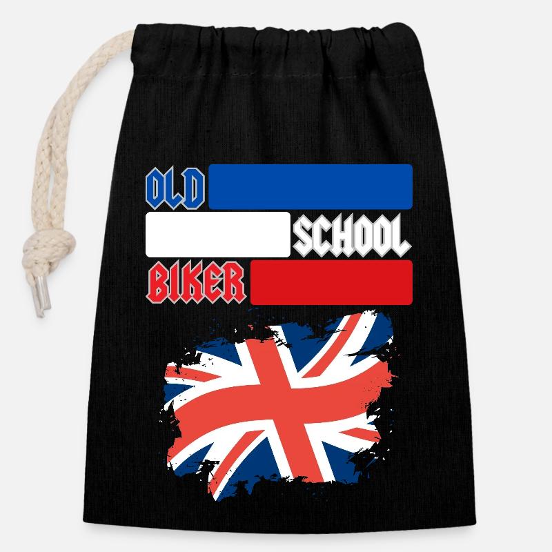 OLD SCHOOL BIKER UK - Closable cotton gift bag (14x20cm) - black