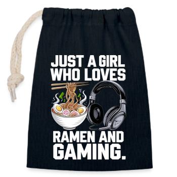 Ramen & Gaming – Perfekt für Gamer-Girls - Verschließbarer Geschenkbeutel aus Baumwolle (14x20cm) - Navy - Vorne