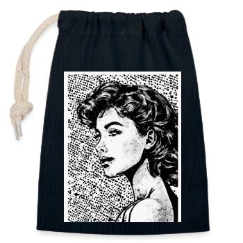 Porträt einer Frau im Pop-Art-Stil - Verschließbarer Geschenkbeutel aus Baumwolle (14x20cm) - Navy - Vorne