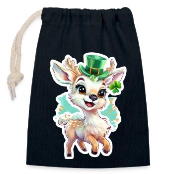 Cerf de la Saint-Patrick - Sac cadeau en coton avec cordon (14 x 20 cm) - bleu marine - Devant