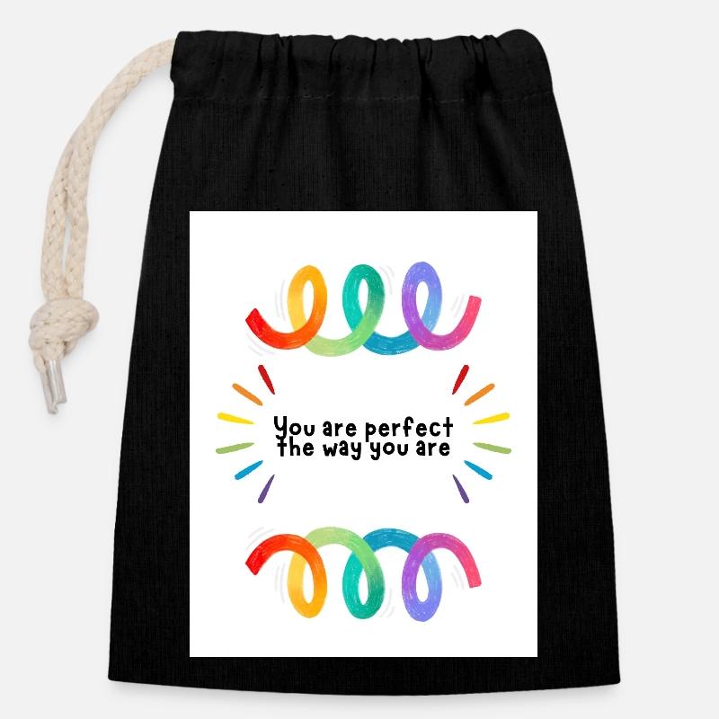 Proud - Closable cotton gift bag (14x20cm) - black