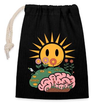 Freude und Dankbarkeit kultivieren - Mindful Brain - Verschließbarer Geschenkbeutel aus Baumwolle (14x20cm) - Schwarz - Vorne