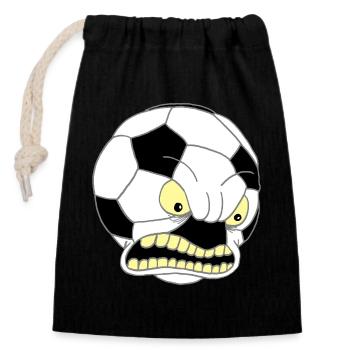 Ballon de football - Sac cadeau en coton avec cordon (14 x 20 cm) - noir - Devant