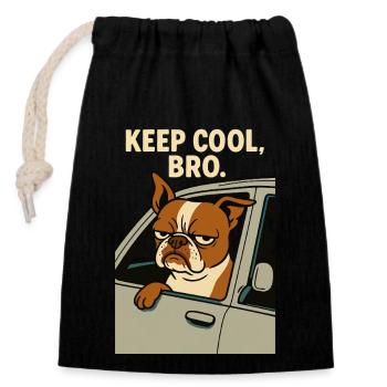 Keep Cool, Bro Pablo - Closable cotton gift bag (14x20cm) - black - Front