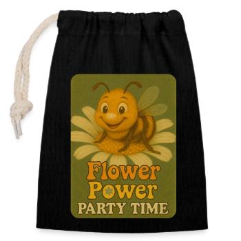 Fête des abeilles - Sac cadeau en coton avec cordon (14 x 20 cm) - noir - Devant