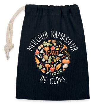 Porcini Mushrooms Mushroom Picker - Closable cotton gift bag (14x20cm) - navy - Front