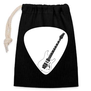 Guitare électrique (forme Strat) pour les fonds sombres - Sac cadeau en coton avec cordon (14 x 20 cm) - noir - Devant